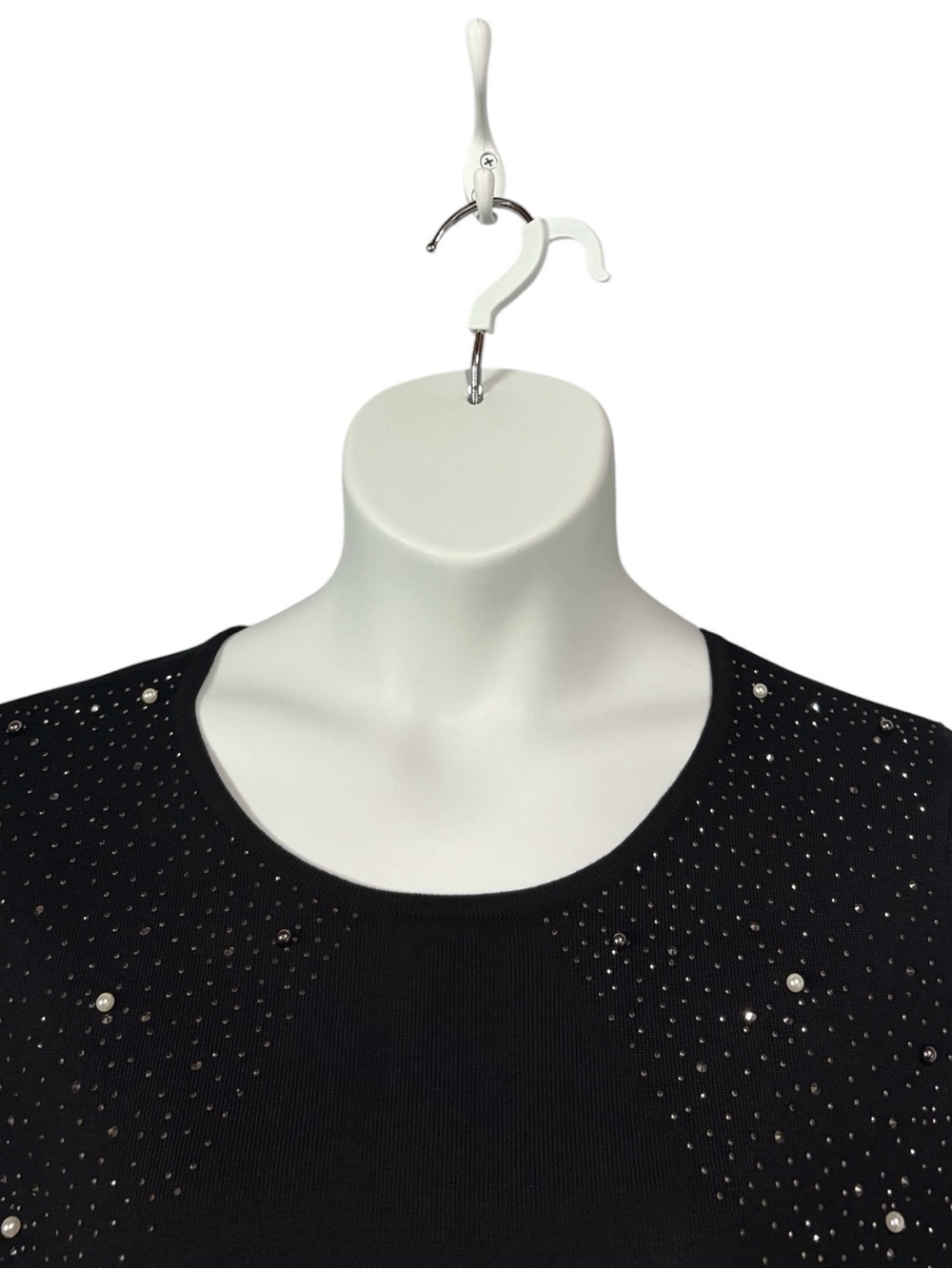 Calvin Klein, Black Rhinestone Top, Women Sparkle Elegant, Large - Picture 6 of 11